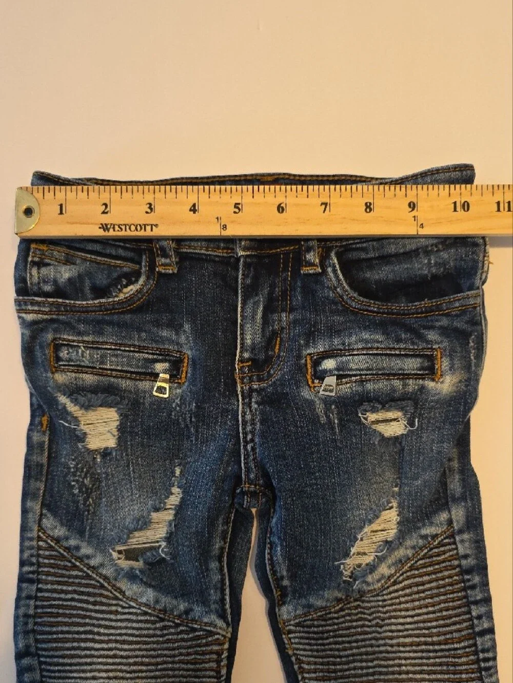Haus of JR Size 5 Boy Blue Distressed Biker Moto Skinny Denim Jeans Distressed